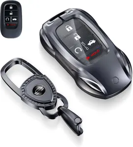 for Honda Key Fob Cover with Keychain - 2025 2024 2023 2022 2021 2016-2020 Civic Accord CR-V Pilot HR-V Ridgeline Odyssey Passport Key Fob Case Protector (Classic Black,For Honda-B)