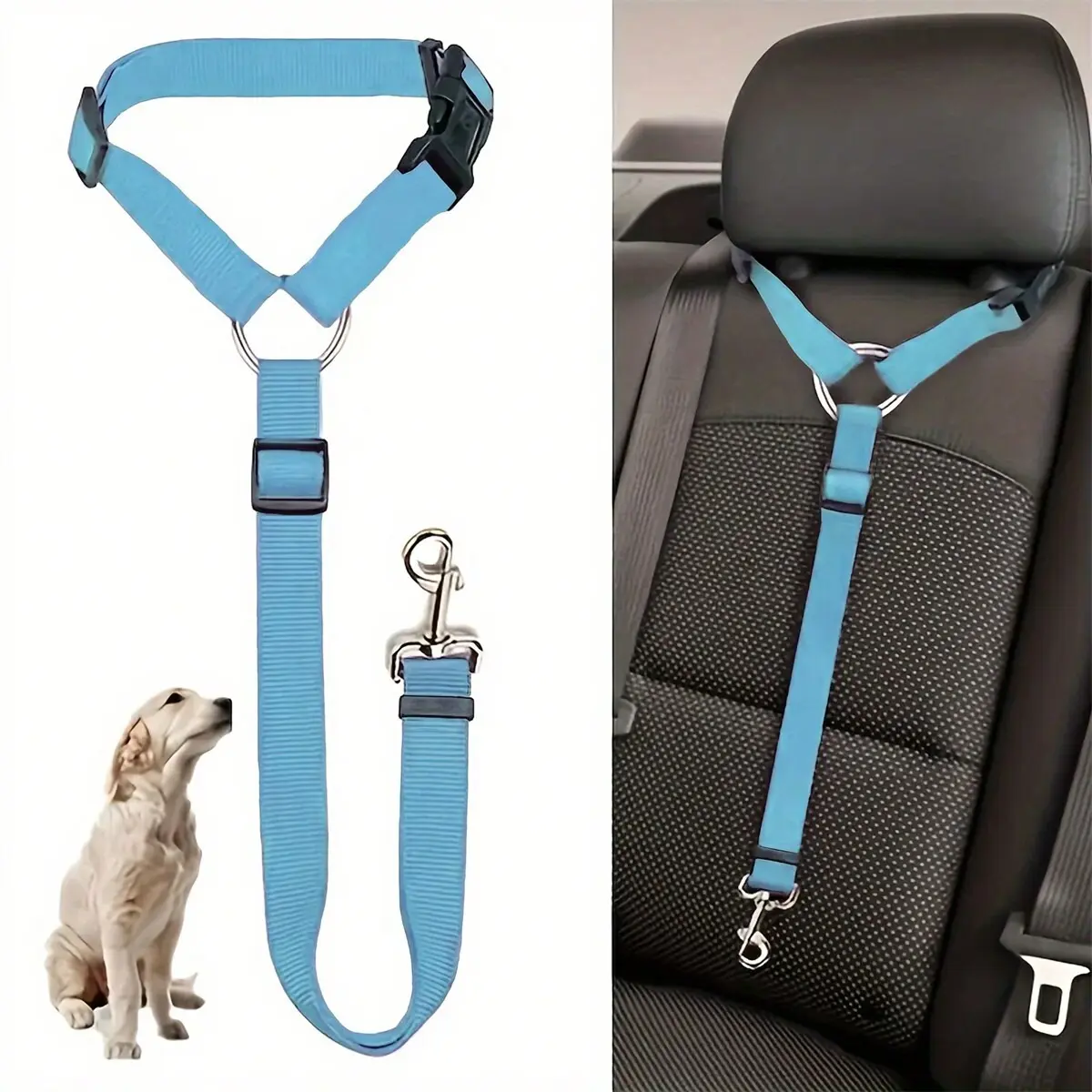 Adjustable Dog Car Safety Harness Straps with Secure Buckle, Retractable Vehicle Restraint for Suvs Cars Trucks, Universal Fit Pet Travel Accessory