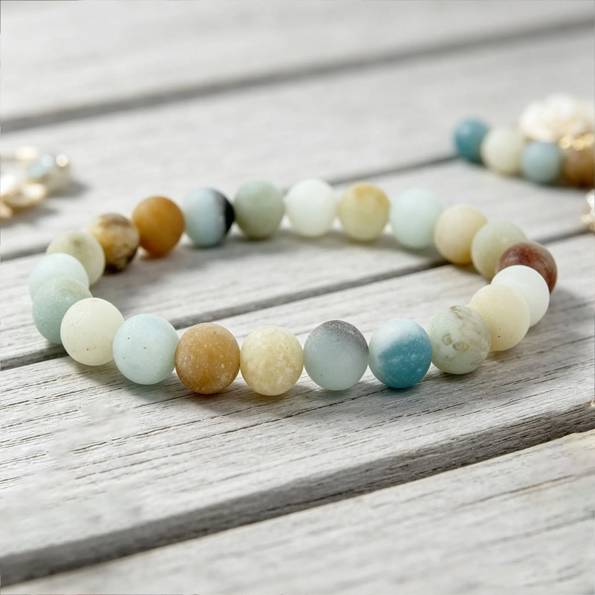 Natural Matte Amazonite Bracelet Throat Chakra Calm & Communication Confidence Crystal Dainty Luck Women Jewelry Gifts
