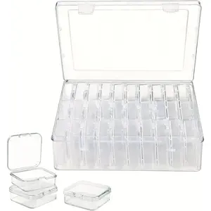 Bead Organizer Box 31-Piece with Forty Label Sheets Small Beads Storage Cases and Plastic Container with Hinged Lids for Jewelry Making, Bracelet Crafts and DIY Projects