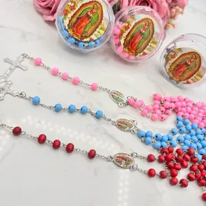12pcs Recomendados para Bautizo, Wood rosaries, rosarios de madera