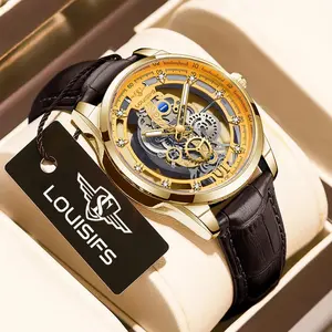 New double-sided hollow non-mechanical men's quartz watch, luminous wristwatch waterproof fully automatic transparent bottom quartz watch, suitable for formal occasions and casual dress - the ideal gift for him