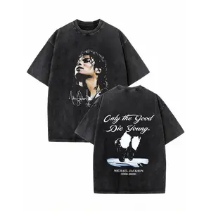 100 Percent Cotton Oversized Vintage T-Shirt Michael Jackson Portrait And Quote Only The Good Die Young Fashionable Street Retro Style Summer Casual Wear # Michael Jackson # Jaafar Jackson # biopic # music legend