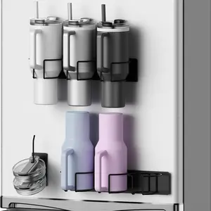 Magnetic Fridge Cup Holder for Stanley 40oz Cups, Handle Water Bottle Storage Rack, Lid Organizer Set, Beverage Organizer, Ideal Gift (set of 3)