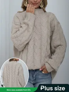 Autumn Winter Round Neck Pullover Sweater Long Sleeve Shirt, Casual Fitted Design, Loose Comfortable Knitting Knitwear for Daily Wear & Outdoor Activities, Women Womenswear Piece