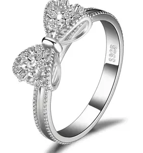 Sterling silver promise ring set with cubic zirconia, suitable as a gift for girls or couples, perfect for daily wear Valentine’s Day Gift.