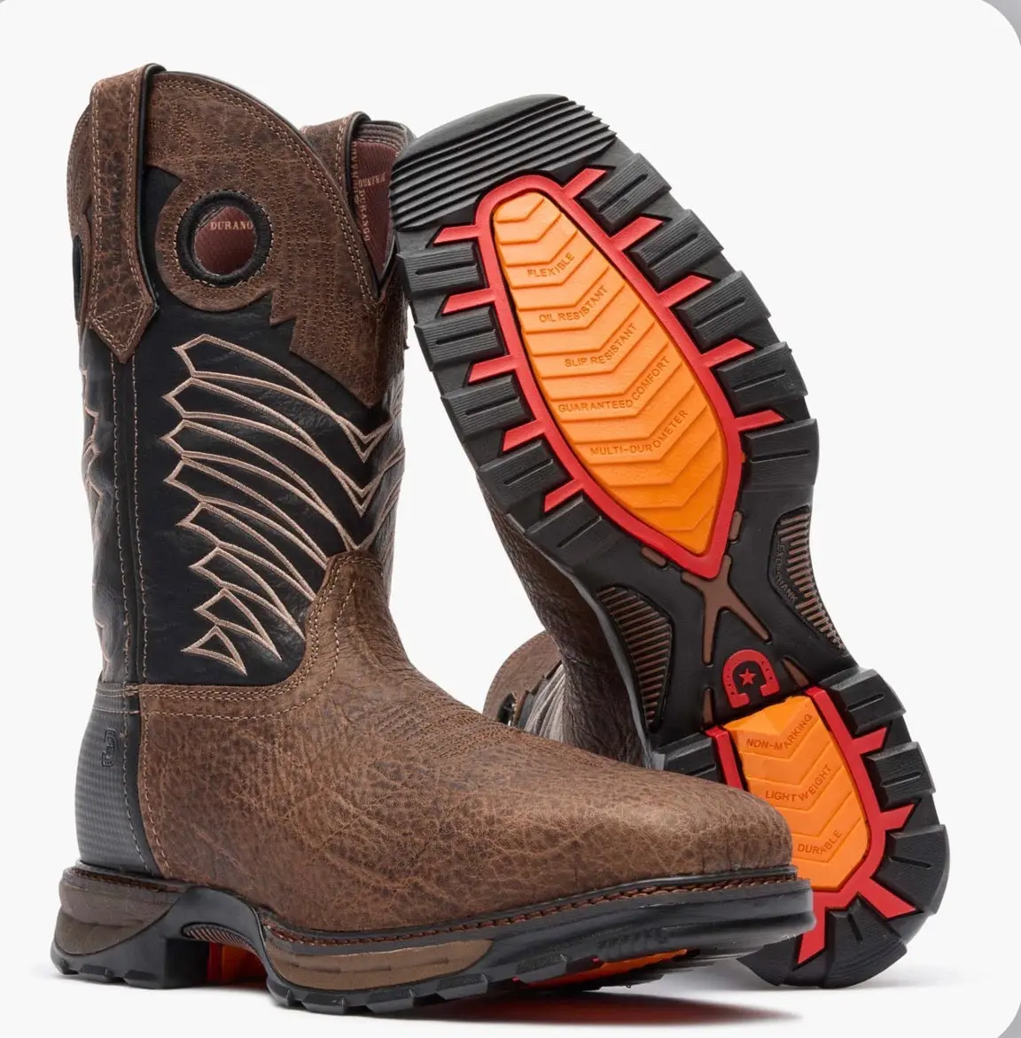 Men's 11-Inch Western Work Boots with Full-Grain Leather Elephant Print, Waterproof Steel Square Toe and Cushioned Slip-Resistant Sole, Shoe, Closed, Soft, Animal Print, Flexible, Footwear, Foam, Faux Leather