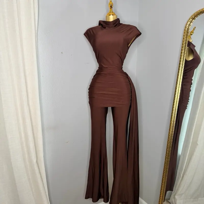 Ophelia Brown Palazo Wide-Leg Trending Jumpsuit