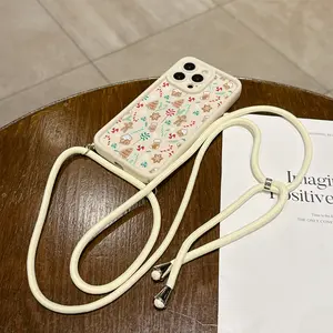 Convenient Lanyard Phone Case with Adjustable Strap and Crossbody Shoulder Strap, Christmas Gingerbread Man Pattern, Tpu Anti-Drop Protection