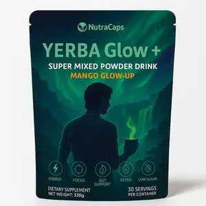 NutraCaps Yerba Glow+ Super Mixed Powder Drink Mango Glow-Up - 30 Servings Detox Energy Focus Dietary Supplement 330g
