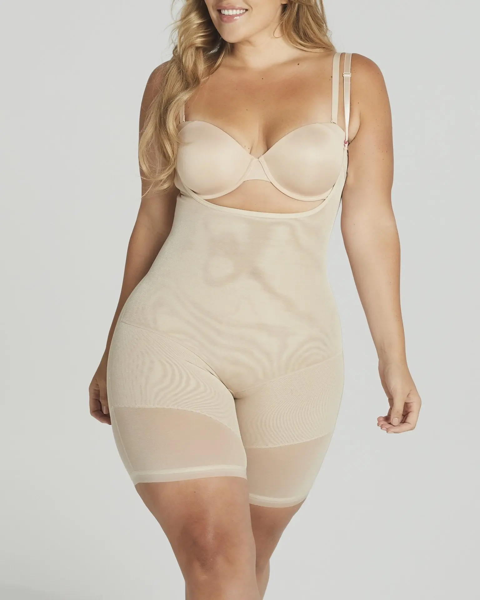 Vixen Full Body Sculpting Shapewear with Adjustable Straps, Open Bottom, Breathable Lipo-Weave Mesh, Compression for Abdomen, Back & Thighs!