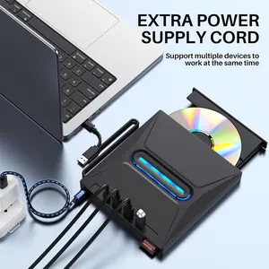 External DVD Drive for Laptops, USB 3.0 Portable CD/DVD Player Burner, 3 USB Ports, Type-C, TF/SD Slot, Compatible with Windows 11/10/8/7