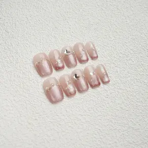 M40 Handmade  wearable nail art  dusty pink press reusable colorful art pink nail reusable fake nail woman manicure decor