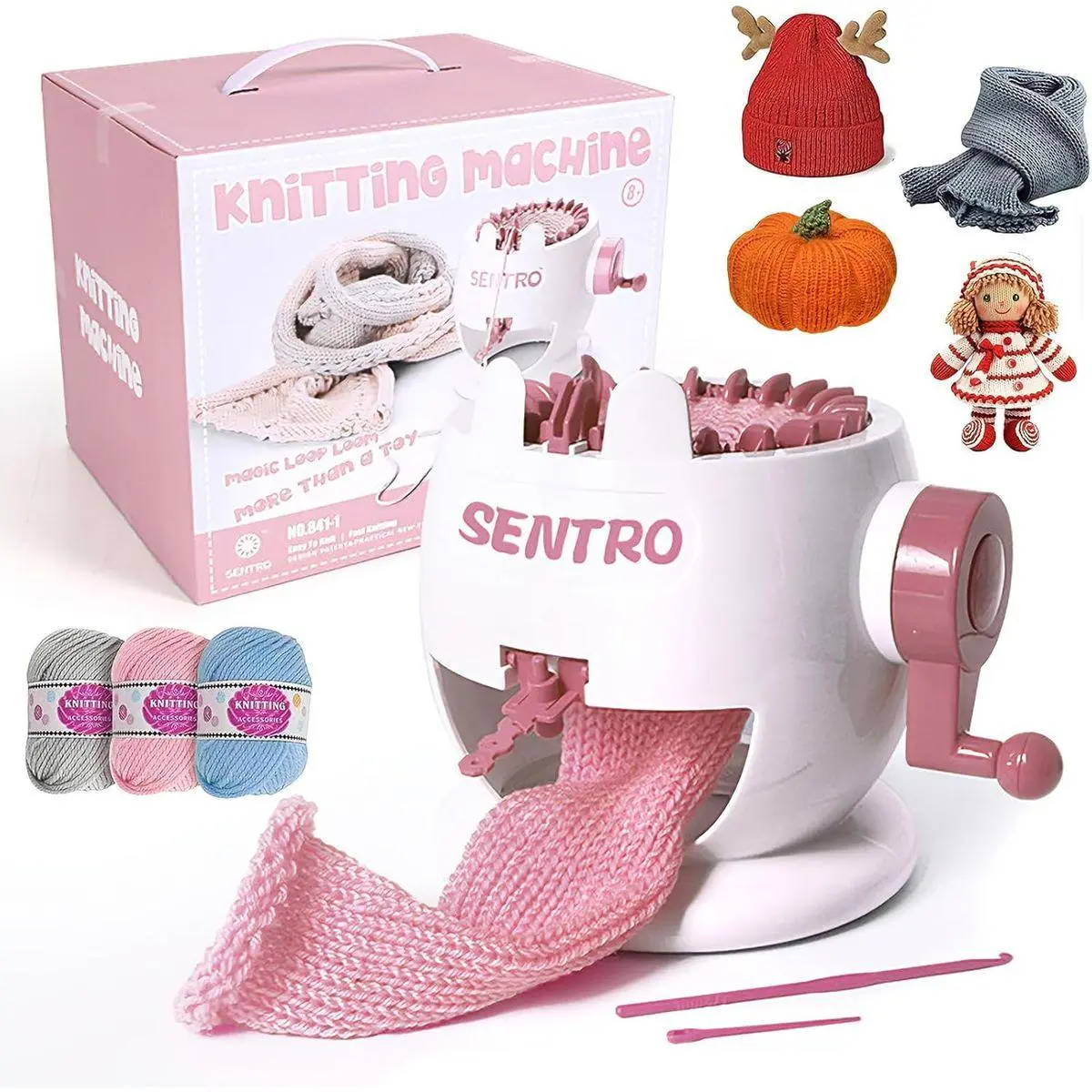SENTRO Knitting Machine, 22 Needle Knitting Machines Smart Circular Crochet Machine for Kids/Adults Beginners, Double Weaving Loom Machine for Hat,Socks,Scarves,Gloves (for 3-5mm Wool Yarn)