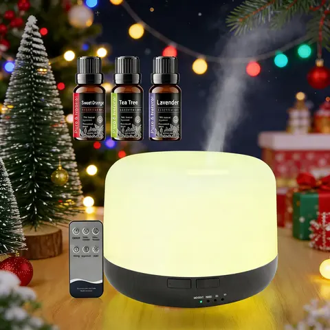 500ml Ultrasonic Aroma Diffuser Humidifier - Aromatherapy Machine, Humidifier Room Appliance, Cool Mist, Antistress, Automatic Off Switch, Waterless Operation for Bedroom, Office, Ideal for Women, Halloween, Christmas