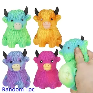 Highland Cow Squishy Toy, Stretchable Tpr Stress Relief Fidget Ball, Soft Slow Rebound, Perfect for Birthdays, Christmas, Halloween, Thanksgiving, Parties
