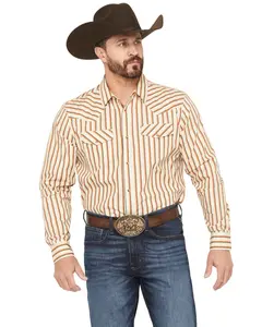Gibson Trading Co Men's Men'S Sand Trap Striped Long Sleeve Snap Western - Gmfa25w9-Tan-T