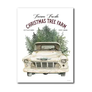 Courtside Market White Truck Christmas 12x18 Ca nvas Wall Art