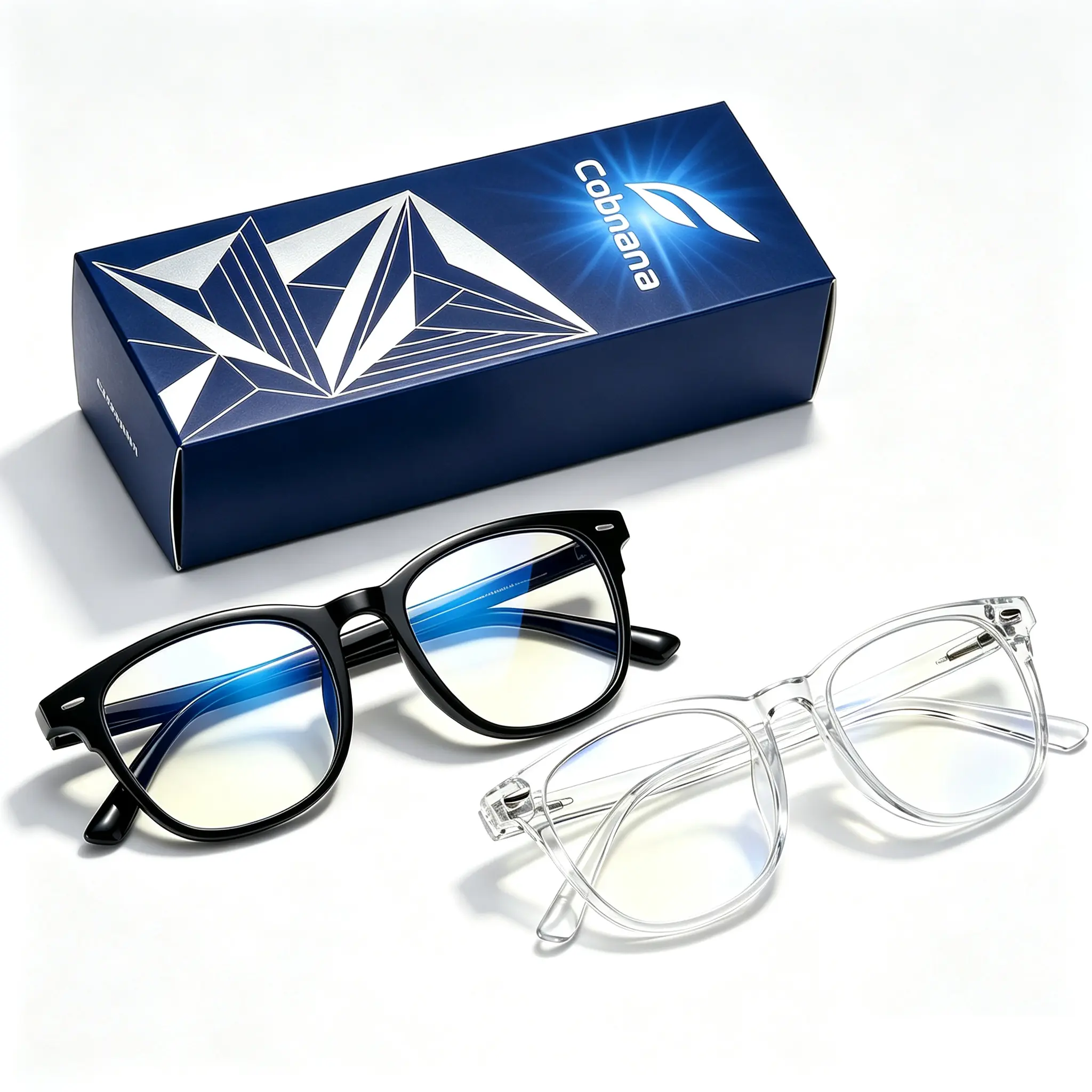 Square Frame Anti-Blue Light Glasses, Clear Lenses, Unisex, Fashion EyeGlasses for Smartphone, Computer, Gaming, TV, Daily Wear
