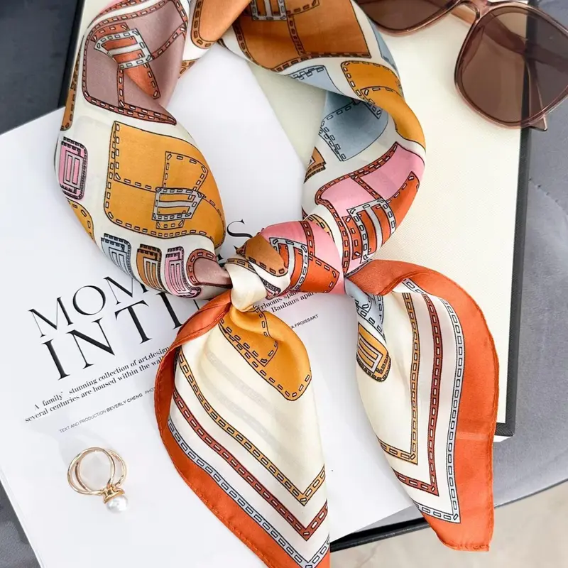70cm Women's Bag Pattern Printed Scarf, Stylish Neck Decoration, Versatile Hairband and Belt for Spring & Fall Fashion, Fashion Hair Scarves, Versatile Headscarf, Scarf Wrap, Casual Fashionable Scarf