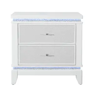 Adalid White Nightstand with Cooler,USB and Speaker