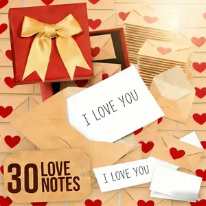 30 Romantic Love Notes Valentine's Gift for Him Her Heart Envelopes Set，Romantic Valentine's Gift 30 Love Notes with Heart Envelopes for Couples,Anniversary,Valentines Day,Gift,Couple