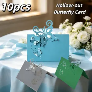 10 Pieces Hollow Out Butterfly Desktop Card Holder, Business Card Stand, Wedding Invitation Gift Card, Elegant Design, Perfect for Events