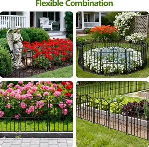 Garden Fence 17in (H) x10.5ft (L), 10 Pack Rustproof Metal No Dig Animal Barrier, Decorative Garden Border Fence Panels, for Dogs, Flower Bed, Patio Hanging