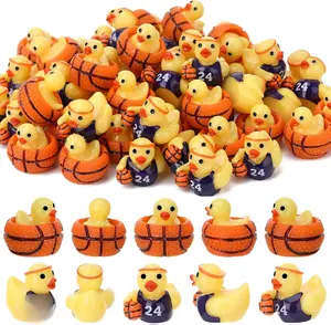 60 Pcs Basketball Resin Ducks, Basketball Sports Themed Mini Ducks, Unique Basketball Duck Mini Resin Ducks Decoration for Tabletop Decor Accents Ducky Birthday Party Favor Novelty Gift