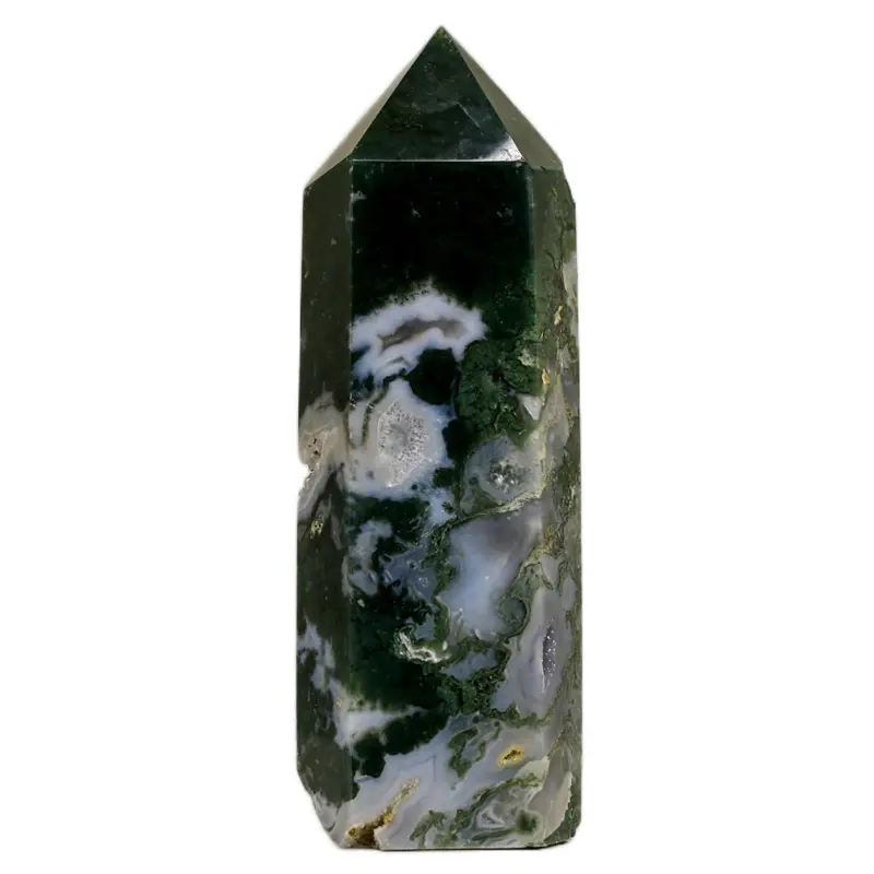 Genuine Moss Agate Green Agate Crystal Pointed Specimen Natural Mineral Stone Decor
