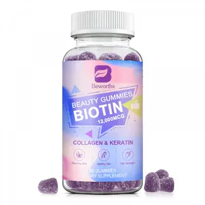 BEWANTS Biotin Gummies 12000mcg for Hair Support, Skin & Nails, with Biotin, Collagen, Chlorophyll, Zinc and Vitamin Complex,60 Count, 30-Day Supply