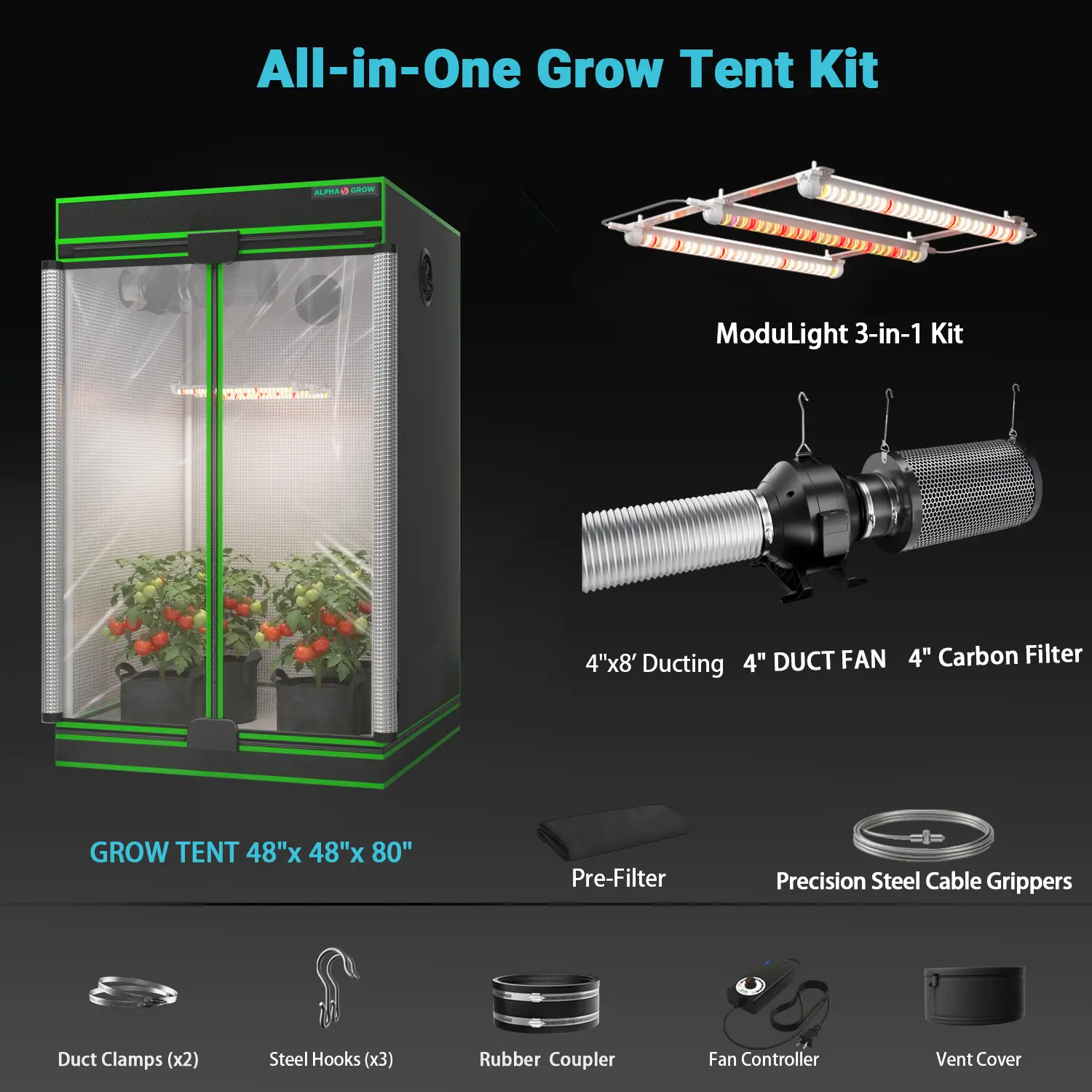 4x4 1800D Tent+4'' Complet Kit