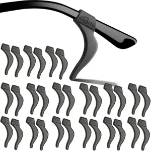 Eyeglass Ear Grips - 21 Pairs Glasses Anti-Slip, Comfortable Silicone Elastic Eyeglasses Temple Tips Sleeve Retainer, Prevent Eyewear Sunglasses Spectacles Glasses Slipping (Black-2)