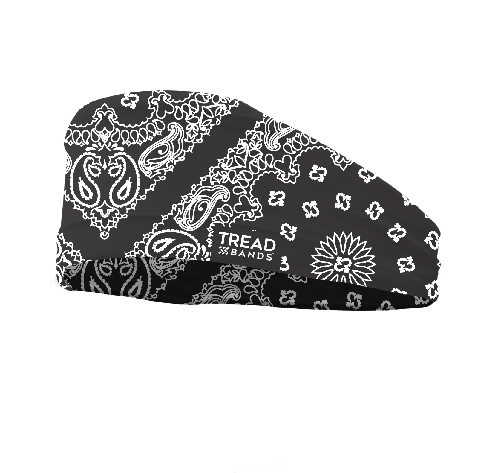 TreadBands Off-Road Contoured Contoured Non-Slip Loop Headband - Black Bandana