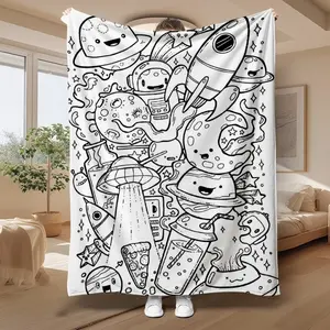 DIY Colored Cartoon Space Blanket Scarf, suitable for both children and adults. Creative home decoration item, comfortable and exquisite gift. Air conditioning blanket, suitable for anniversary, holiday, birthday parties, and kitchen items.