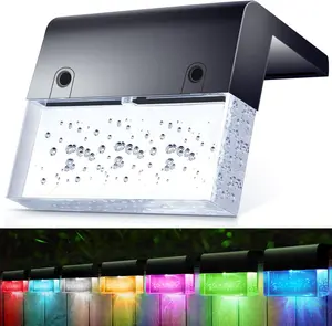 6 Pack Solar Fence Lights, 2 Lighting Modes Step Lights Outdoor,  Bubbles LED Super Bright  Solar Deck Light for Outside Stair Fence Step Pool Backyard Decor (Warm White/7 Color)