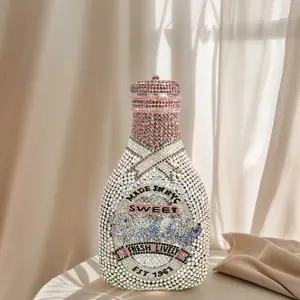 Bottle Unique Rhinestone Clutch Women Bling Crystal Evening Bag Dinner Handbag Bride Purse for Party Cocktail