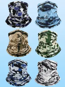 6pcs/set Summer Camo Neck Gaiter, Camouflage Neck Gaiters, Windproof Neck Gaiter, UV Protection Cooling Face Mask, Sun Hood Bandanas for Men Women, Breathable & Wind-Proof for Outdoor Activities