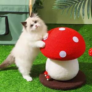 Red Mushroom Shape Sisal Cat Scratching Board |   Durable and Non-Falling Off |    Suitable for paw care and furniture protection |   Easy to assemble |  Suitable for cats! Mushroom-Shaped Scratching Post Rope Cat Scratching Post Extra-Large pet bed