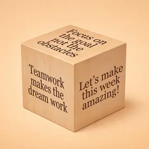 Custom Engraved Wooden Desk Cube – Motivational Office Decor