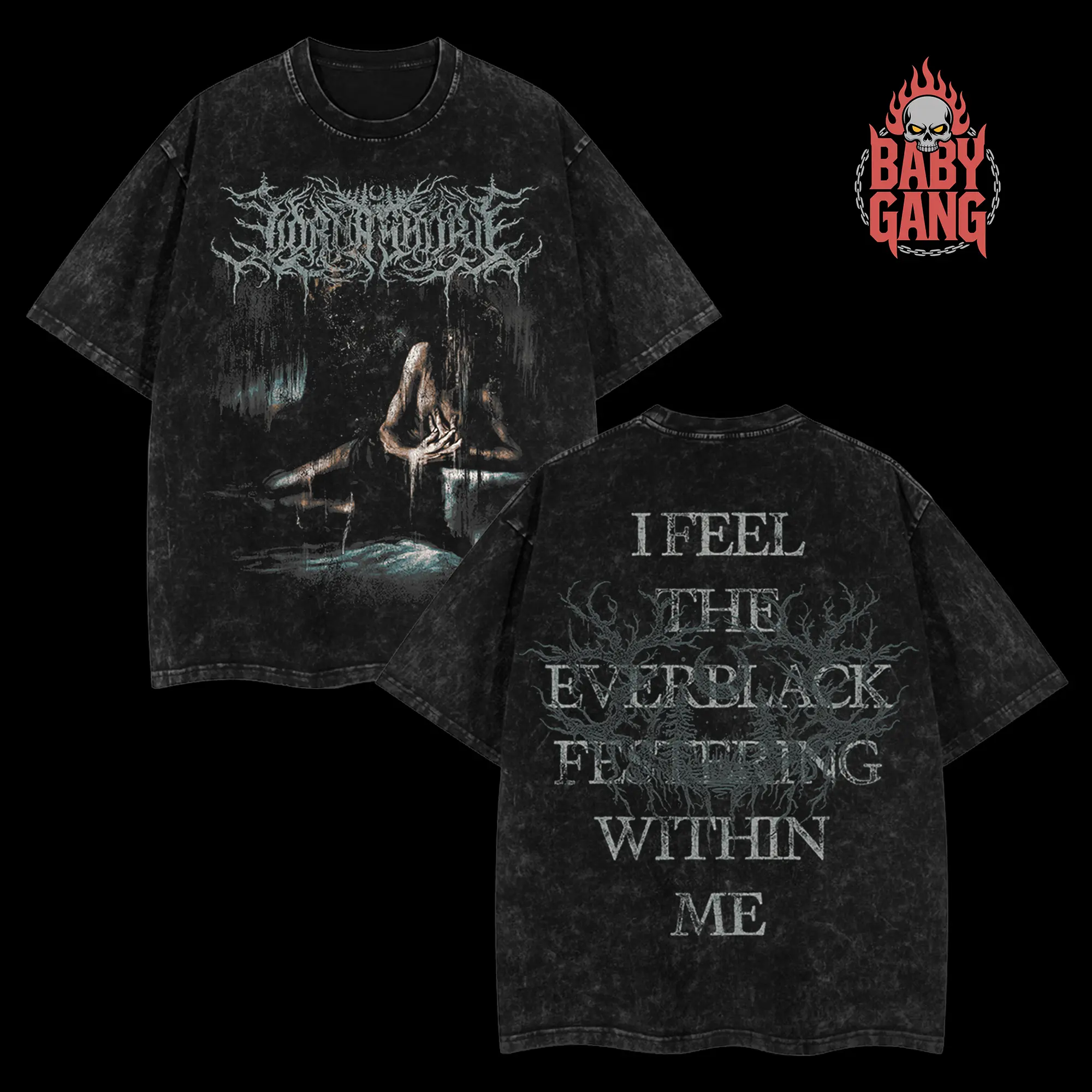 [Baby Gang] IFTEFWM Lorna Shore Heavy Metal Washed Shirt Unisex Oversize Rock Band Cotton T-shirt Gift For Rock Music Lovers Gothic Punk Emo Grunge Y2K Outfits Vintage 90s Graphic Tees Graphic Streetwear T-shirt Lorna Shore Merch