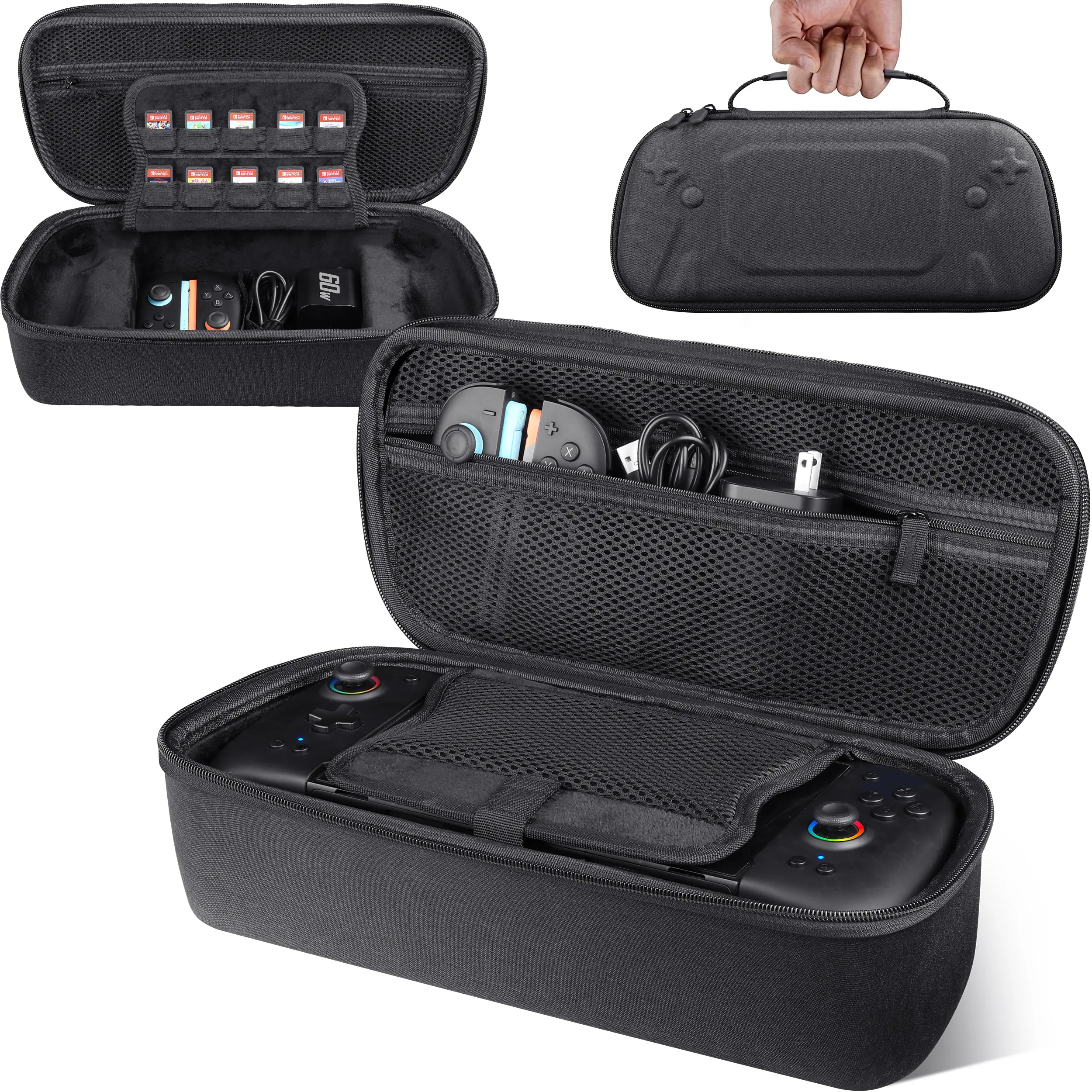 ESYWEN High Quality Durable Hard Shell Travel Case for JC400 Series Switch Controller (Not JC200) - Built-in Slots, Fleece Baffles, Holds Console, Charger, Headset, 10 Game Cards, Joy-Con Controllers, Joystick, Gaming Accessories (Back to School)