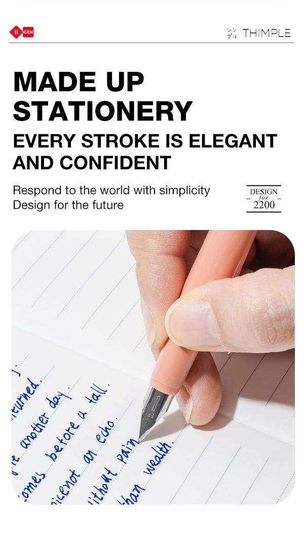 iiGEN THIMPLE  Fountain Pen Set, EF Nib with 2 Blue Ink Refills & INK-ABSORBING AID, Smooth Writing for Journaling, Students & Office, Sketching, School Supplies & Gifts