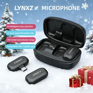 Wireless Clip-On Microphone, Magnetic Lavalier Mic with AI Noise Reduction, Charging Case, Compatible with USB-C Mobile Devices, for Content Creation, Video Recording, Vlogging and Live Streaming