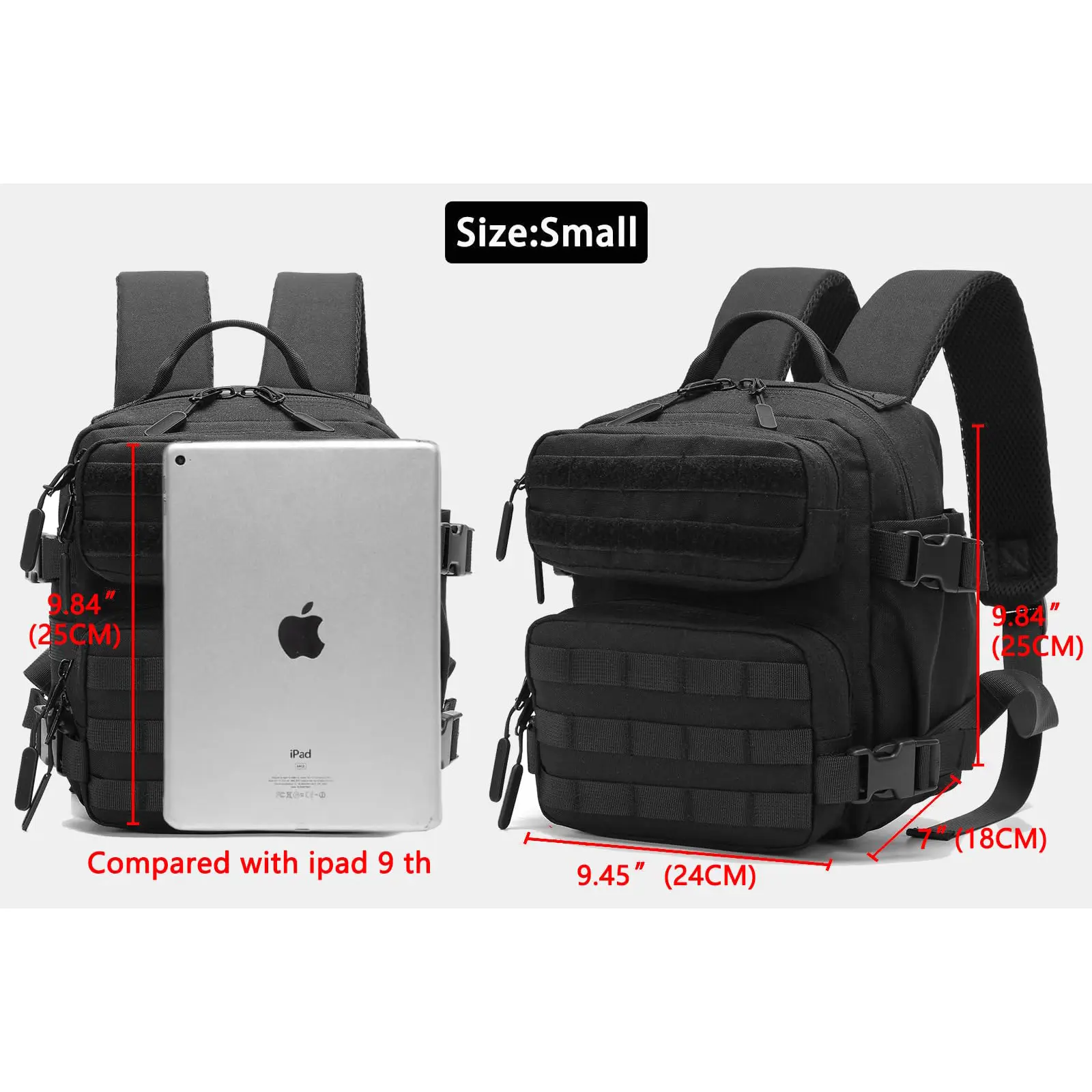 9L Mini Tactical Backpacks for Men Women with MOLLE System Multi