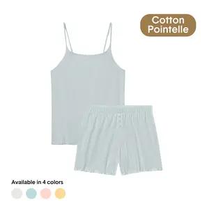 Tommy John Women’s Cotton Pointelle Cami & Short Set | Ultra-Soft Breathable Pajama Set | Lightweight Sleep & Lounge Set, Stretch Fit