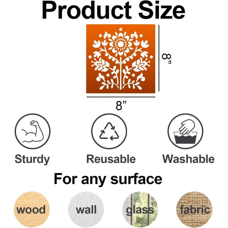 Talavera Stencil  Tile Stencil 8inch Floral Folk Mexican Stencils for Painting on Wall Floor Furniture   Decor