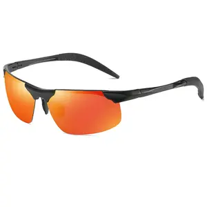 Aluminum-Magnesium Semi-Rimless Polarized Photochromic Sunglasses for Men, Anti-Glare Driving Eyewear