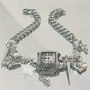 1pc design with unique personality classic punk style screw watch necklace, titanium steel chain with jewelry, suitable for daily wear - Powerless Unique Personalized Necklace