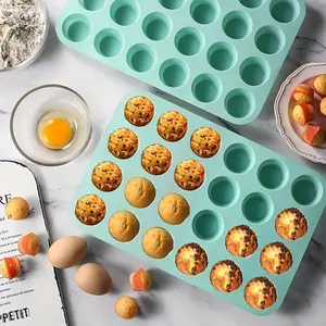 Silicone Mini Muffin Pan, 2counts/set 24-cavity Mini Muffin Pan, Non-stick Baking Cupcake Pan, Oven Accessories, Baking Tools, Kitchen Gadgets, Baking Supplies, Nonstick Cupcake Pans